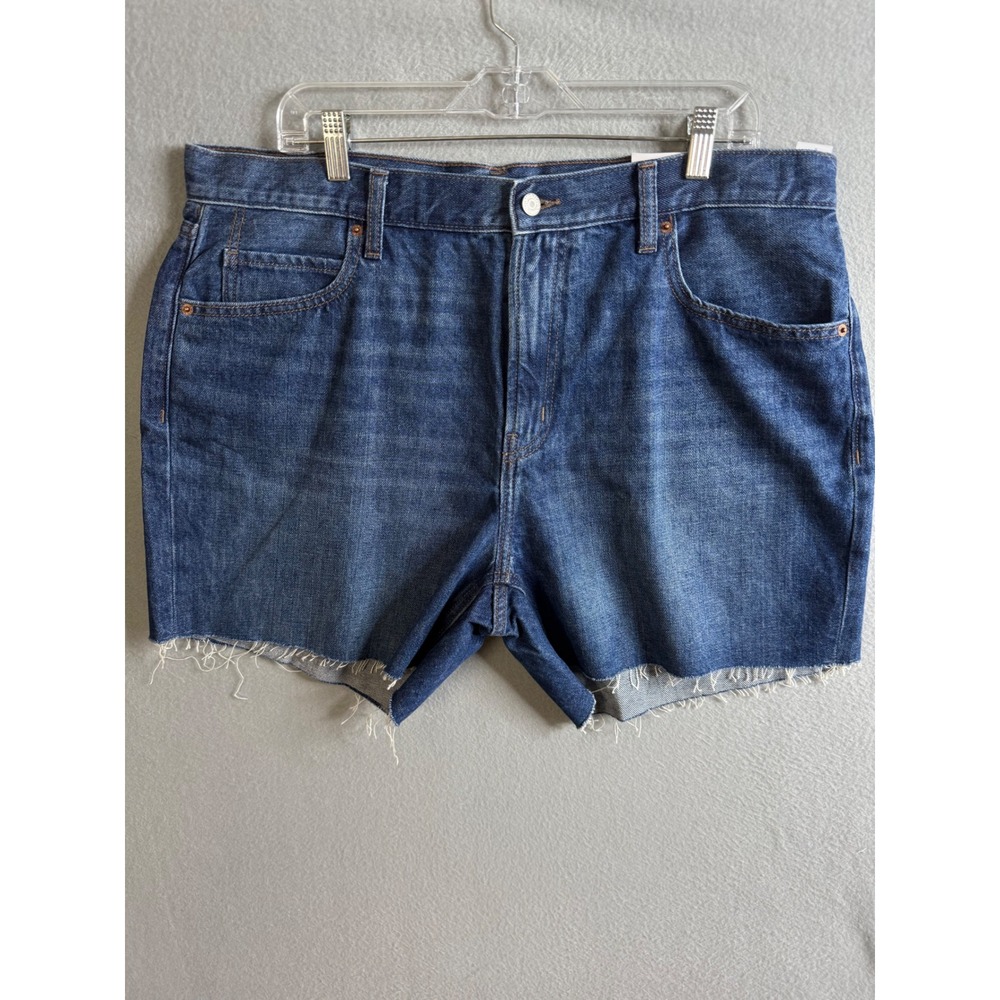 Old Navy Denim Shorts Women's 16 High Rise Slouchy Straight Frayed Hem NWT